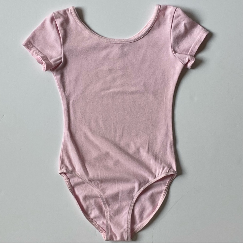 Pink Leotard Size 4 5 XSmall Danskin Now Ballet Dance Short Sleeved Girls cotton